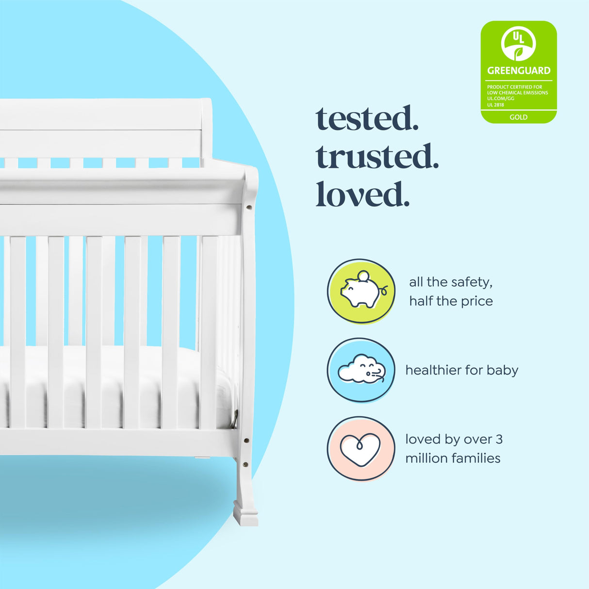 DaVinci Kalani 4-in-1 Convertible Crib in White, Greenguard Gold Certified DaVinci