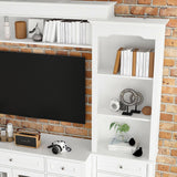 FAMAPY Large Entertainment Center with Bookshelves for TVs up to 60", Media Center with Doors and Shelves, TV Entertainment Center with Bridge, TV Hutch for Living Room White (104.3”W x 17”D x 82.3”H) FAMAPY