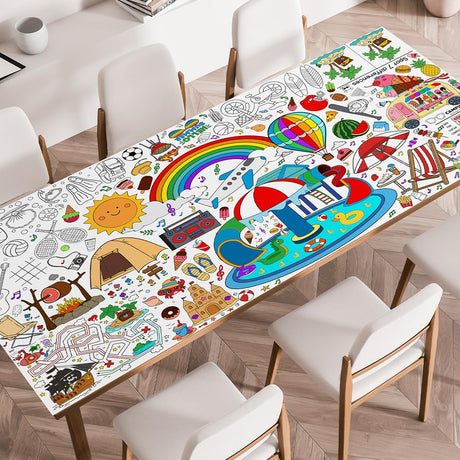 SPERINGEEN Giant Versatile Coloring Games/Activities/Table Cloth/Poster/Pages/Banner/Party Favors for Family, Classroom -Summer Crafts for Kids Party Decorations SPERINGEEN