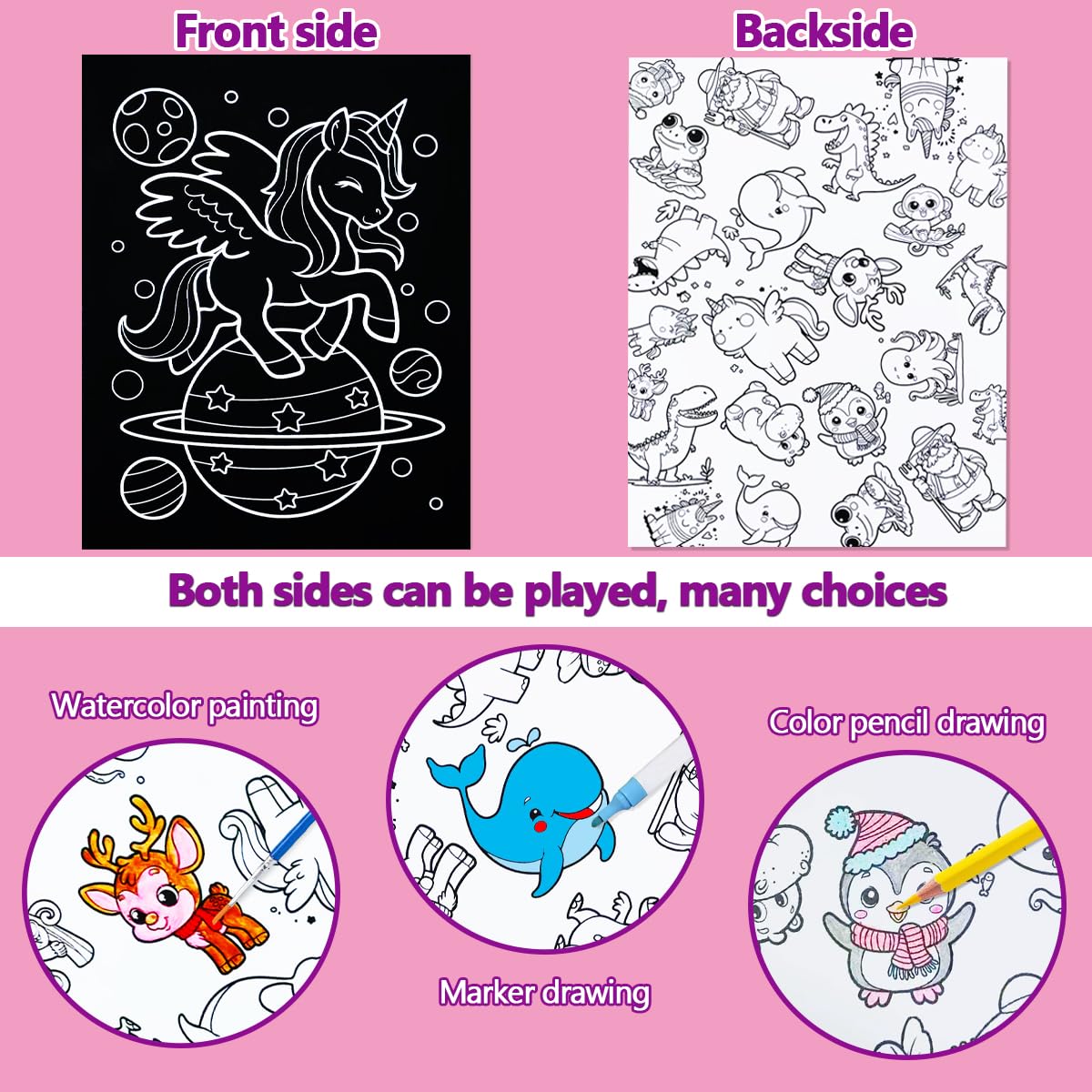 JUNQIU Scratch Art for Kids, Rainbow Scratch Paper Art Set - Unicorn, Arts and Crafts for Girls Boys Ages 4-8, Kid Activity & Christmas Crafts, Stocking Stuffers for Kids JUNQIU US