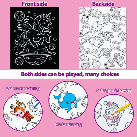 JUNQIU Scratch Art for Kids, Rainbow Scratch Paper Art Set - Unicorn, Arts and Crafts for Girls Boys Ages 4-8, Kid Activity & Christmas Crafts, Stocking Stuffers for Kids JUNQIU US