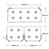 QILLOWAY Outdoor/Indoor Patio Wicker Seat Cushions with Ties Group Loveseat/Two U-Shape Cushions for Patio Furniture,Wicker Loveseat,Bench,Porch,Patio Chair Cushions Set of 3 (Charcoal Grey/Black) QILLOWAY