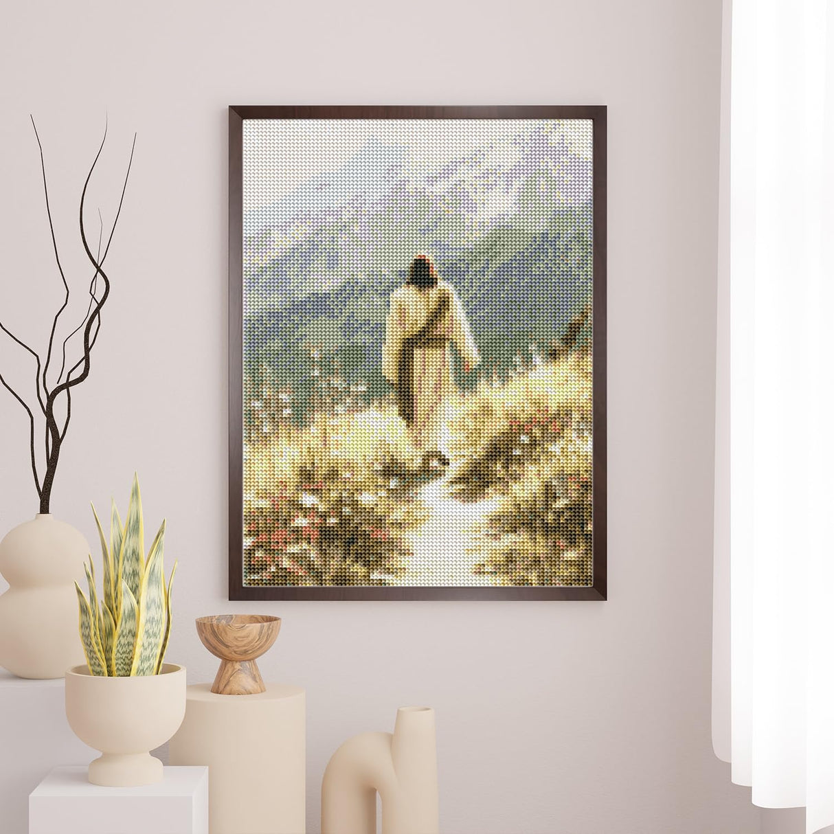 Sitsink Jesus Diamond Art Kits for Adults - Full Drill Jesus Walking on Ocean Beach Christian Diamond Painting, 5D Gem Art Canvas Set Religious Christ Holiday Gifts for Women (4 Sheets) Sitsink