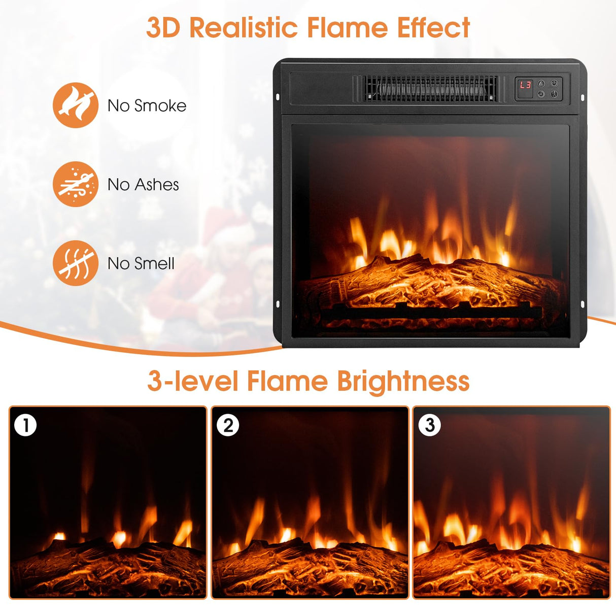 ORALNER 32” Electric Fireplace with Mantel, Package Wooden Firebox Surround Freestanding Fireplace Insert Heater w/ 3 Flame Effects, Remote & 6H Timer, Overheat Protection, 1400W (White) ORALNER