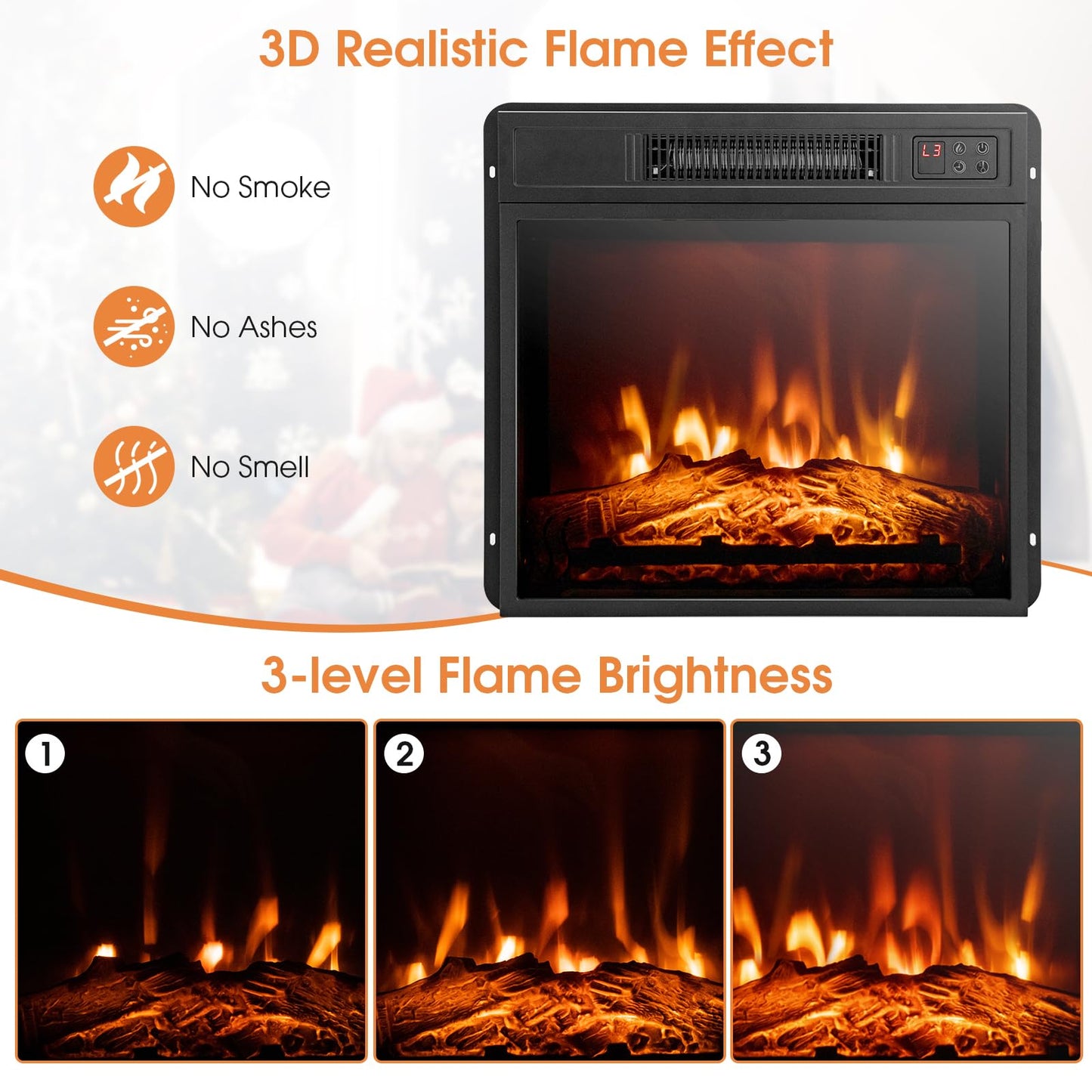 ORALNER 32” Electric Fireplace with Mantel, Package Wooden Firebox Surround Freestanding Fireplace Insert Heater w/ 3 Flame Effects, Remote & 6H Timer, Overheat Protection, 1400W (White)