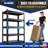 72"H Garage Shelving Heavy Duty Garage Storage Shelves,3000LBs Metal Shelving Unit 5T Adjustable Industrial Utility Shelf Black Organization Rack for Warehouse Storage,72"H x 35.4"W x 15.7"D RPGHJJ