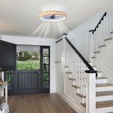 HUOGME Modern Low Profile Ceiling Fans with Lights and Remote, 20" Wooden Flush Mount Reversible Bladeless Ceiling Fans with Light，3000K-6000K Dimmable LED Timing and 6 Wind Speeds HUOGME