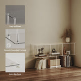 CRTERICX 3-Tier Acrylic Horizontal Bookshelf, Clear Long Bookcase, Modern Low Book Shelf with 5 Cube Storage for Living Room, Office, Bedroom, 11.8''D x 47.2''W x 24.6''H CRTERICX