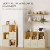 EXPERLAM 6 Cube Storage Organizer - Solid Wood Bookshelf with 3 Storage Bins, Cube Shelf with 2 Removable Back Panels, Vertical or Horizontal Bookcase, Open Book Shelf for Bedroom, Living Room, Office EXPERLAM