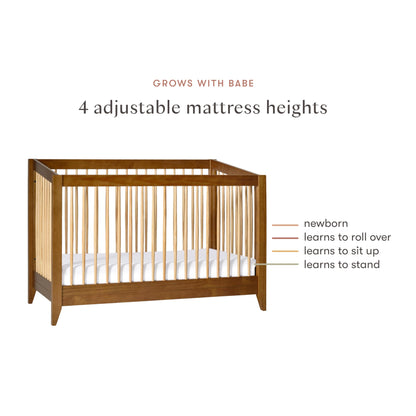 Babyletto Sprout 4-in-1 Convertible Crib with Toddler Bed Conversion Kit in Chestnut and Natural, Greenguard Gold Certified