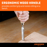 Jorgensen 4-Piece Wood Chisel Set, Chromium Alloy Steel Beveled Edge Wood Chisels, Wood Chisels for Woodworking, Ergonomic Hardwood Handle with Metal Ferrule, 1/4", 1/2", 3/4", 1" Jorgensen