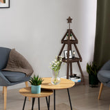 Cotata 41.3 inch 3-Tier Christmas Bookcase,Ladder Corner Solid Wood Tree Bookshelf for liveroom，Walnut Cotata