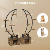 YITAHOME Tall Bookshelf with LED Light, Artistically Designed Arched Bookshelf with Cats Litter Box,10-Tier Bookcase Corner Display Shelf for Home Office, Bedroom YITAHOME