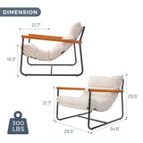 MAXYOYO Sherpa Accent Chair, Boucle Arm Chair Living Room Chair, Reading Accent Chair, Mid Century Modern Bedroom Chair,Teddy Armchair Wooden Arms Metal Frame MAXYOYO