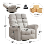 ANJ Oversized Rocker Recliner Chair with Massage and Heat, Manual Overstuffed Swivel Recliners for Big Man, Large Glider Rocking Reclining Chairs for Nursery, Living Room, Cream White ANJ