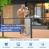 Zylorix 36" One-Stop Black Cable Railing Posts Kit(Super Easy DIY), Include 4Pack Stair Posts for 25-35°Stairway, 177ft Wire Rope, Complete Cable Railing System DIY Kit with Cutter(No Handrail) Zylorix