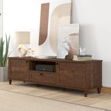 ANJ TV Stand for 75 inch TV, Mid-Century Modern TV Console with Storage Cabinet, Wooden Television Furniture for Living Room, Entertainment Center with Ample Large Storage Space ANJ