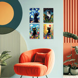 4 Pack Framed Paint by Numbers Kit for Adults Beginner Canvas Painting by Numbers for Adults Black Cat Easy Adult Paint by Number Kits with Frame Starry Night Watercolor Painting by Number 8x12 Inch obterie