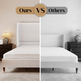 PaPaJet King Platform Bed Frame 51.2" High Headboard Tall Upholstered Bed/No Box Spring Required/Wood Slat Support/Easy Assembly White PaPaJet