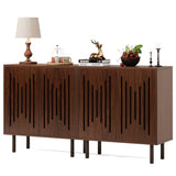 Tribesigns Set of 2 Sideboard Buffet with Storage, 59" Buffet Sideboard Cabinet with Adjustable Shelves, Accent Storage Cabinet for Living Room, Dark Brown Tribesigns
