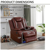 SIENWIEY Power Recliner Sofa Set with LED Lights, Leather Reclining Sofa Set for Living Room, Leather Couch Set with USB Charging，Burgundy，Sofa+Loveseat+Chair 3 Pieces SIENWIEY