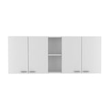 FM FURNITURE Winslow 59" Wall Cabinet, with 4-Doors, Two Interior and Two Open Shelves FM FURNITURE