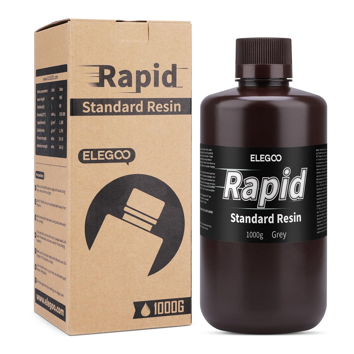 ELEGOO Rapid Standard Resin 3D Printer Resin 405nm Fast Curing High Precision Low Odor Especially for ELEGOO Saturn 3 Ultra and Mars 4 Ultra Grey 1000G Deeplee