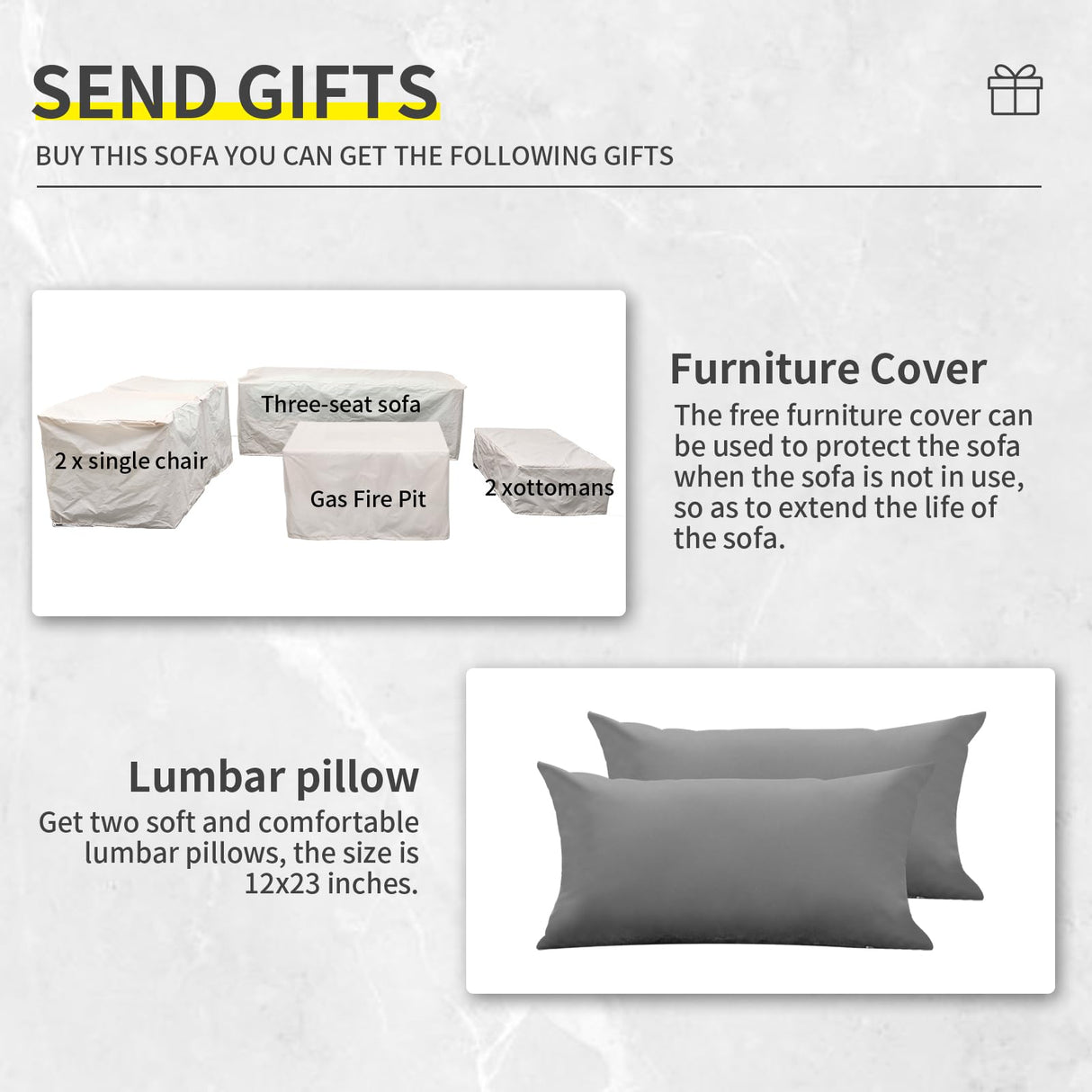 Lviden 6 Pieces Wicker Patio Furniture Sets Outdoor Conversation Set PE Rattan Sectional Sofa Couch with 45" Fire Pit Table and Grey Cushions Lviden