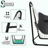 Unique U-Shaped Hammock Chair with Stand,Sturdy & Rust-Resistant,Free Gray Cotton Hammock Chair TOREVSIOR