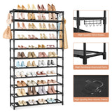 VILICK 11 Tiers Tall Wide Shoe Rack 55 Pairs Large Capacity Sturdy Durable Shoe Rack for Closet Metal Shoe Organizer Shelf with Two Hooks Space Saving for Entryway Black VILICK