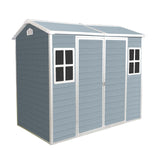 8 FT x 4 FT Resin Outdoor Storage Shed with Two-Window and Double Lockable Door, Plastic Shed with Floor for Gargen, Patio, Yard, Lawn WoodArtSupply