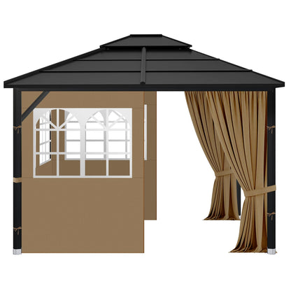 Gazebo Privacy Curtains 10' x 12' with PVC Windows, 4-Panels Side Wall with Zipper Universal Replacement for Patio, Outdoor Canopy, Garden and Backyard