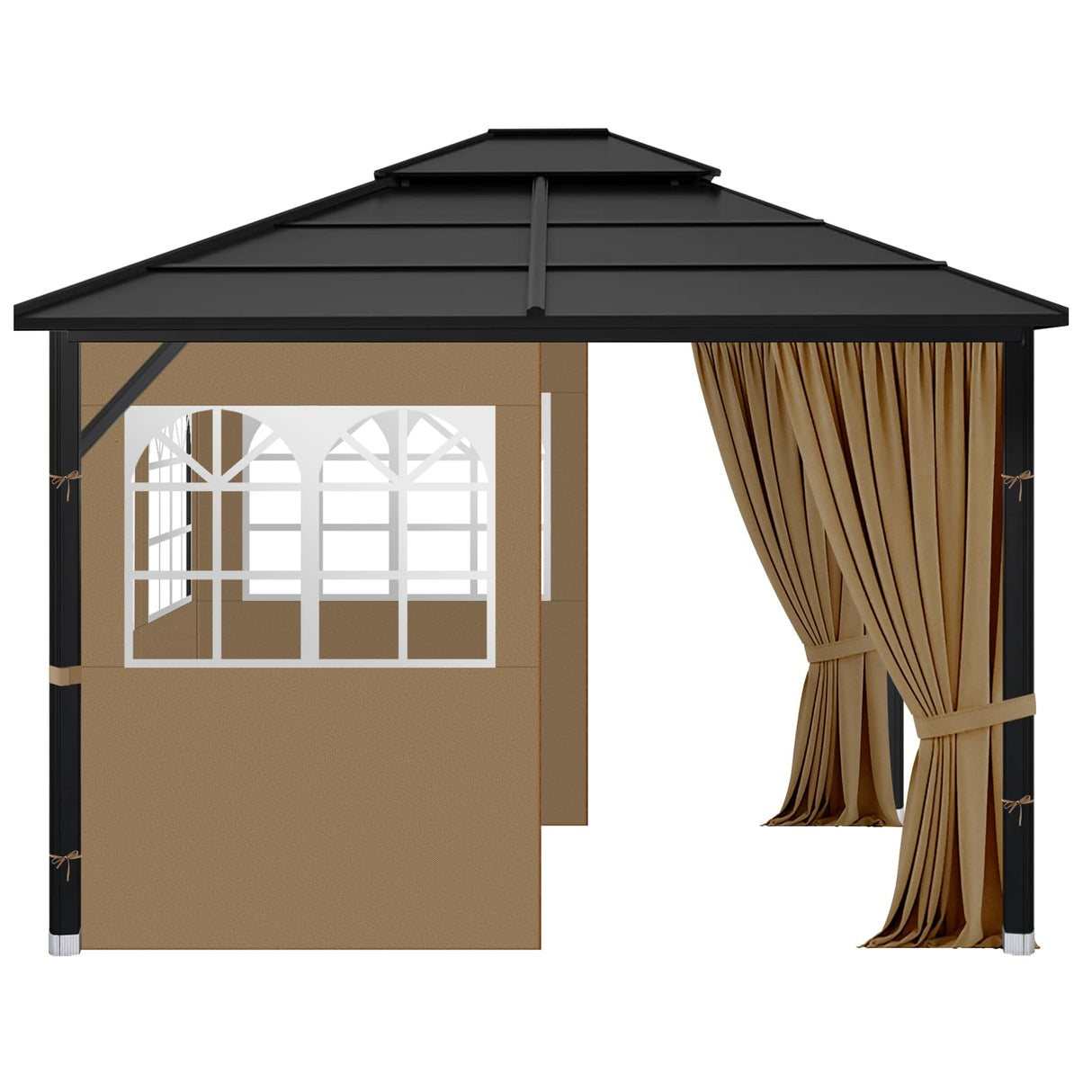 aonear Gazebo Privacy Curtains 10' x 12' with PVC Windows, 4-Panels Side Wall with Zipper Universal Replacement for Patio, Outdoor Canopy, Garden and Backyard aonear