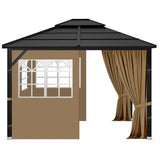 aonear Gazebo Privacy Curtains 10' x 12' with PVC Windows, 4-Panels Side Wall with Zipper Universal Replacement for Patio, Outdoor Canopy, Garden and Backyard aonear