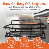 Shower Caddy Bathroom Shelves, The Athena Silken 4 Set, 40LB Capacity, Adhesive Tape No Drill - Rustproof -Gorgeous Powder Coated 304 Stainless Steel Shower Organizer for kitchen & Home Decor - Black Tribal Cooking