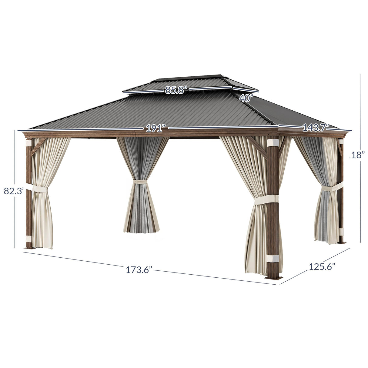 BELLEZE 12 x 16ft Hardtop Gazebo, Widen Pole Outdoor Canopy, Aluminium Frame Galvanized Steel Double Roof Waterproof Gazebo Tent with Nettings and Curtains for Patio, Backyard, Deck, Lawns, Garden BELLEZE