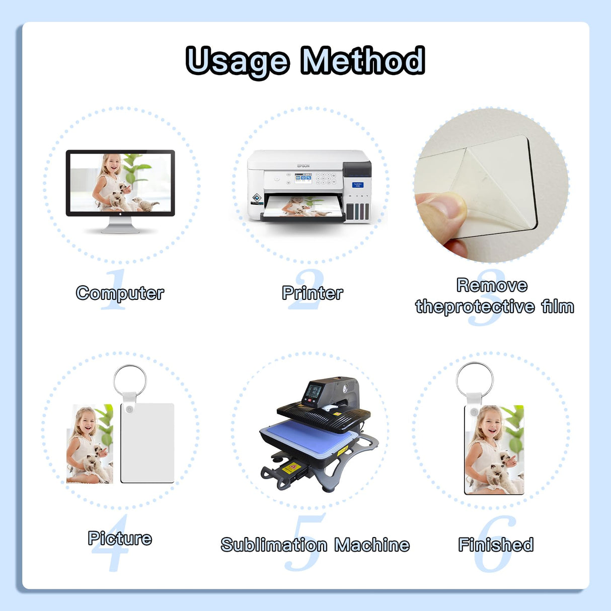 Allruyee 150 Pieces Sublimation Keychain Blanks Rectangle Double Side Heat Transfer Blanks MDF Blank Board Key Rings Blanks for Sublimation DIY and Craft Allruyee