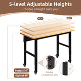 48" Adjustable Workbench with Wheels, Rolling Work Table for Garage, 2000 LBS Capacity Hardwood Work Bench, Heavy Duty Table for Workshop, Office, Garage, Home spanspace