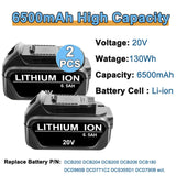 2 Packs 20V 6.5Ah Replacement Battery Compatible with Dewalt 20V Battery Max XR Lithium-ion DCB200 DCB204 DCB206 DCB180 DCD985B DCD771C2 DCS355D1 DCD790B Cordless Power Tools Touyeet
