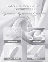 CRFANSHIRT Casual Unisex Hoodies Sweatshirt for Men Women, Comfortable Lightweight Fleece Adult Pullover with Pockets White L CRFANSHIRT