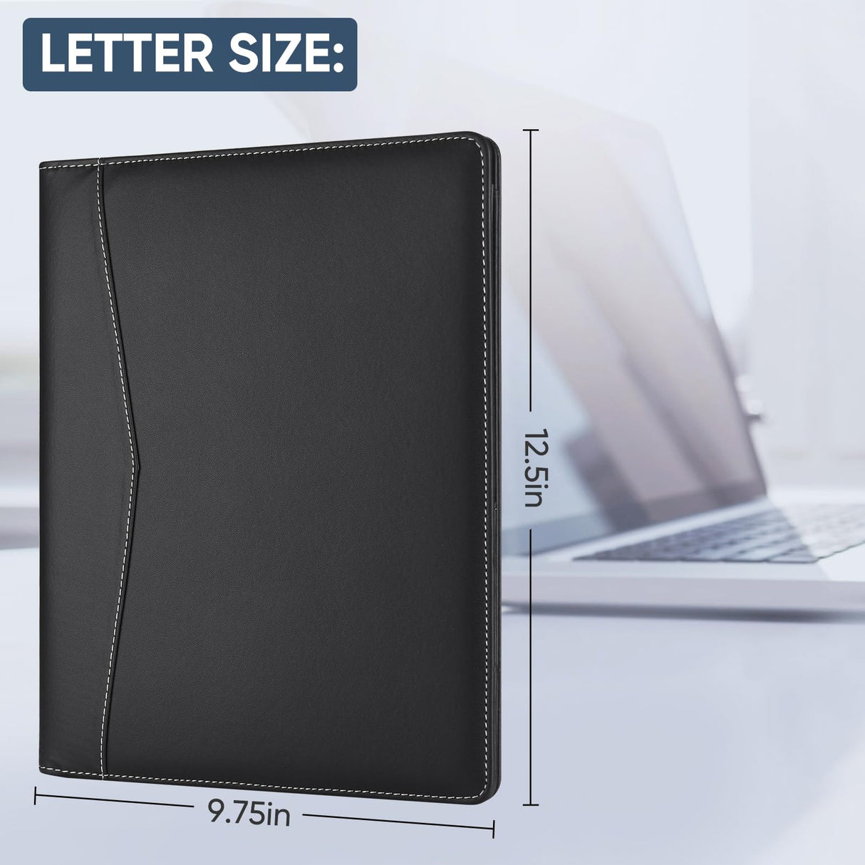 Pacific Mailer Padfolio Portfolio Leather Binder, Interview Legal Document Organizer, Business Card Holder Included Letter Sized Writing Pad [Piano Noir Faux Leather Matte Finish] Pacific Mailer