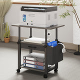 YAOHUOO 22"x15" Large Printer Stand with Storage Drawer and Side Bag, 3-Tier Height Adjustbale Printer Cart for Home Office, Rolling Printer Table fit Heat Press/Laser printer/3D Printer(Grey) YAOHUOO