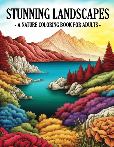 Stunning Landscapes: Nature Scenery Relaxing Coloring Book for Adults WoodArtSupply