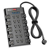 Power Strip, SUPERDANNY Surge Protector with 22 AC Outlets and 6 USB Charging Ports, 1875W/15A, 2100 Joules, 6.5Ft Flat Plug Heavy Duty Extension Cord for Home, Office, Dorm, Gaming Room, Black SUPERDANNY