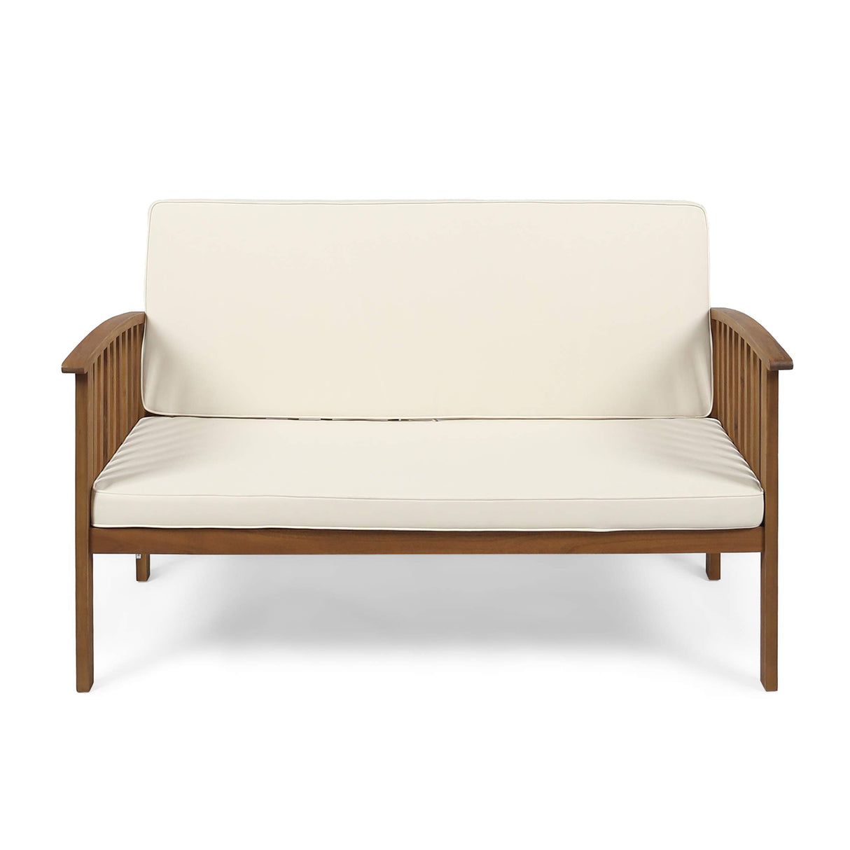 Christopher Knight Home Grace Outdoor Acacia Wood Loveseat, Brown Patina Finish and Cream Christopher Knight Home