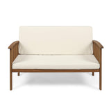 Christopher Knight Home Grace Outdoor Acacia Wood Loveseat, Brown Patina Finish and Cream Christopher Knight Home