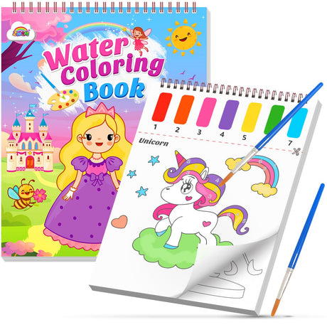 ZMLM Paint with Water Coloring Books for Toddlers, Mess Free Watercolor Painting Sets Activity for Kids Arts Crafts Gift Toy for Boy Girl Ages 4 5 6 7 8 Christmas Stocking Stuffers Birthday (Princess) ZMLM