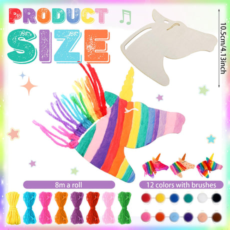 Geelin 24 Pcs Wooden Horse Craft Unfinished Wooden Cutouts Horse Painting Kit Unicorn Ornament DIY Cowboy Craft Gift Tags Paint You Own for Derby Party Favors Art Activity Home Decoration(Unicorn) Geelin