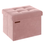 SONGMICS Storage Ottoman, Foldable Small Ottoman Foot Rest, 12.2 x 16.1 Inches Foot Stool, Ottoman with Storage, Load up to 286 lb, for Living Room, Bedroom, Dorm, Jelly Pink ULSF200R01 SONGMICS