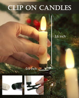 FPOO 20 PCS Christmas Tree Candles Lights Flickering,Clip on Candle Battery Operated Taper Candle Stick with Timer,Mini Flameless Candles for Wreath Candelabra Waterproof Outdoor FPOO
